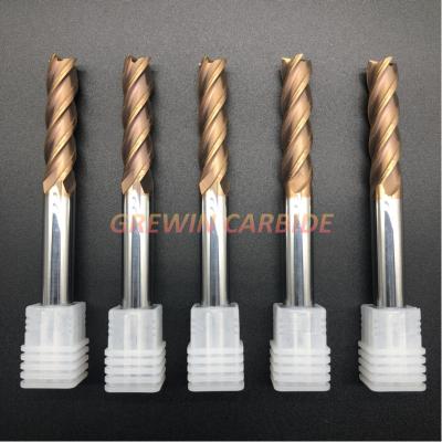 China HRC55 Tungsten Carbide 4 Flutes Milling End Mill with Cooper Coating for sale
