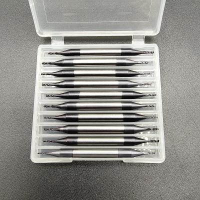 China Double Head Solid Carbide Micro EndMills HRC65 Tungsten Carbide Micro End Mill for sale