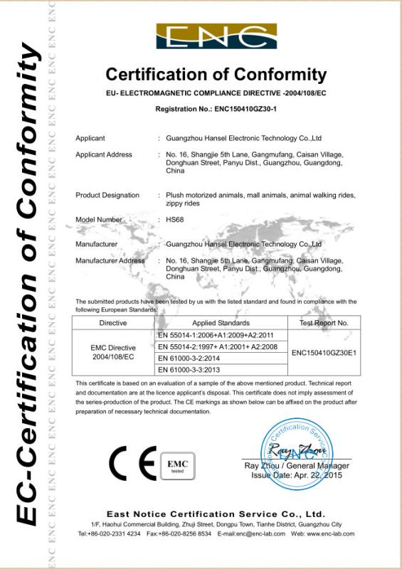 CE -EMC - Guangzhou Hansel Electronic Technology Co., LTD