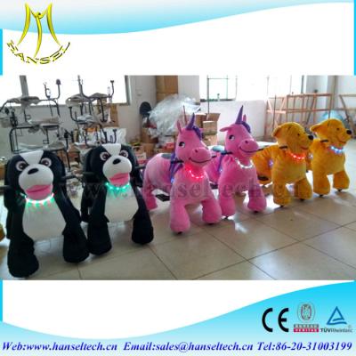 China Hansel hot selling kids plush eletric motorizd  animal for shopping amusent park mall animal scooter ride led necklace for sale