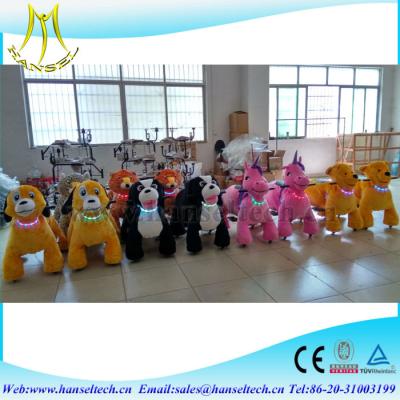 China Hansel battery coin operated kiddie rides kiddies rides for sale rocking motorcycle kids walking stuffed animals bike for sale
