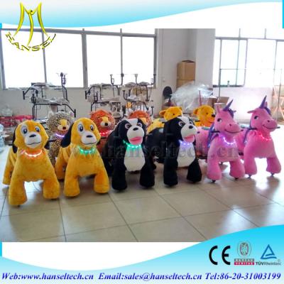China Hansel coin operate game machine falgas kiddy ride cheap electric cars for kids	indoor stuffed animal unicor on wheels for sale