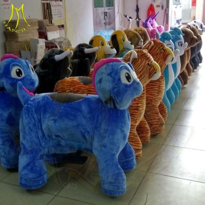 China Hansel kids playground equipment helicopter soft animal scooter rides cars coin electric swings stuffed animal scooter for sale