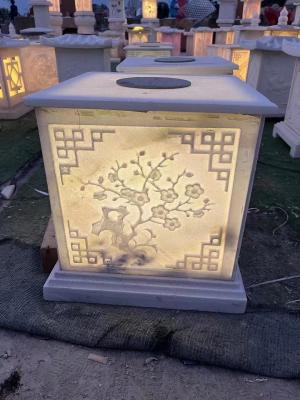 China 3cm Marble Stone Tiles White Jade Stone Lamp Hand Carving For Garden for sale