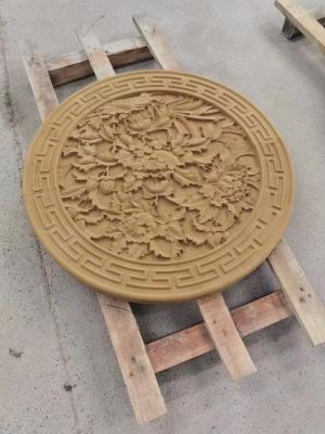 China Exquisite Custom Beige Sandstone Carvings Hand Carved Stone Wall Relief 10mm for sale
