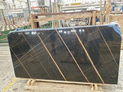 China Natural Black And Gold Big Marble Stone Slabs With Golden Veins for sale
