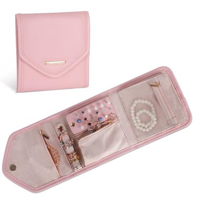 China Foldable Jewelry Storage Bag Case Mini Travel Organizer Jewellery Roll Bag 14.5x3x15cm for sale