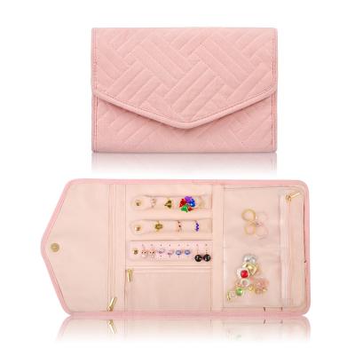 China Hanging Earring Jewelry Travel Case Organizer Bag Portable Roll Up 23x15x1.5cm for sale