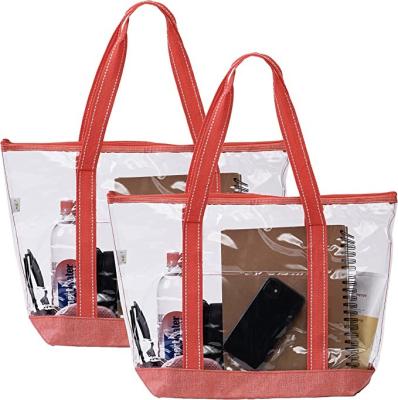 China Sacos de compras amigáveis de um Eco de 14 polegadas com a associação exterior do estádio de Logo Pvc Clear Tote Bag à venda