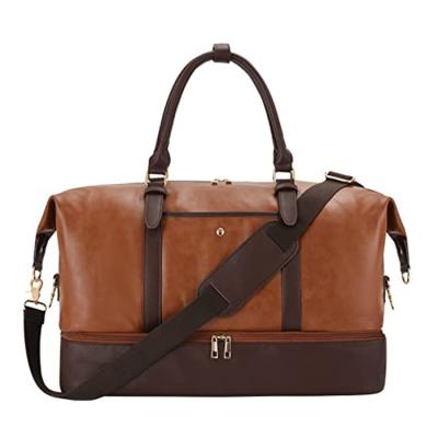 China PU Leather Weekender Bag , Travel Duffel Bags With Shoe And Laptop Compartment for sale