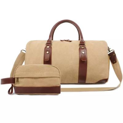 China Men Canvas Leather Duffle Travel Bag Upgraded With Toiletry for sale