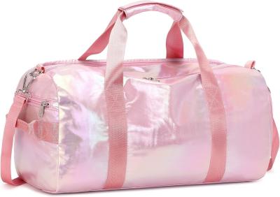 China Water Resistant Polyester Metalic Pink Color Overnight Weekender Gym Dance Bag with Wet pocket for sale