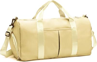 China Yoga Gym Sports Outdoor Weekender Overnight Travel Bag Light Yellow Color Big Size for sale