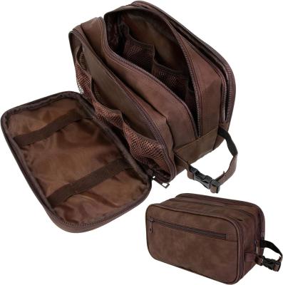 Китай Темно-коричневый водостойкий Dopp Kit PU кожаный бритвенный мешок организатор туристическая сумка для аксессуаров косметическая гигиена продается