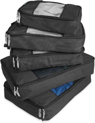 China Black Large Capapcity Luggage Packing Organization Cubes 5 Pack Travel Bag with Mesh Te koop