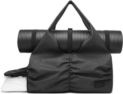 China Polyester Black Yoga Gym Sports Duffel Travel Bag With Wet Dry Storage Pockets for sale