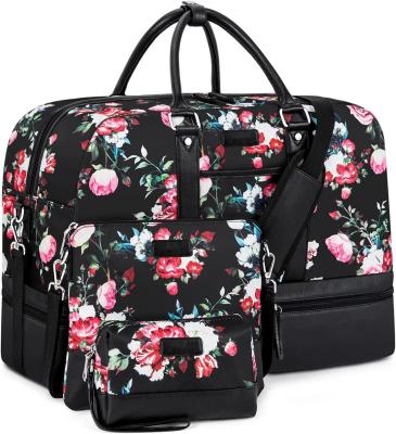 China Large Duffel Canvas Overnight Weekender Bag Carry On Tote Bag With Shoe Compartment for sale