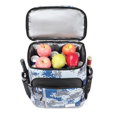 China Food Camo Insulated Cooler Bag Backpack Lunch Pockets 34x23x43cm for sale