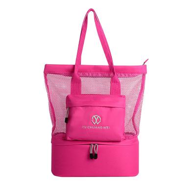 China Large Insulated Beach Tote Cooler Bag Handbag For Cold Drinks Pink for sale