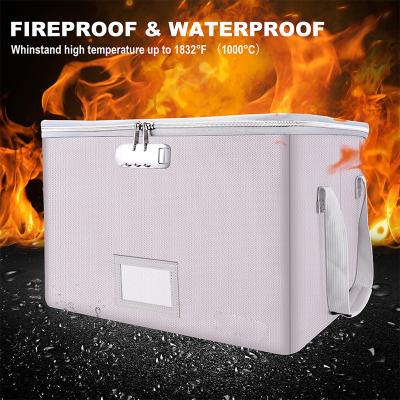 China Grey Fireproof Document Organizer Bag Document Storage Box Home Office Valuables for sale