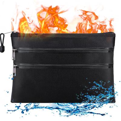 China 13.5x9.5inch Safe Fireproof Document Bag 3 Zipper Pouch Multi Pocket for sale