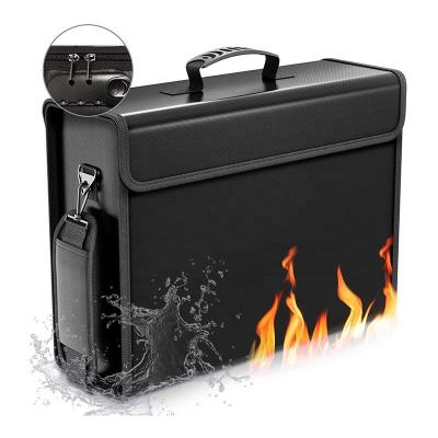 China Black Lightweight Fire Safe Briefcase Multi Pocket Fireproof Zipper Bag OEM for sale