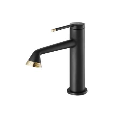 China Matt Black Basin Mixer Faucet Bathroom Brass Cold Hot Water Mixer for sale
