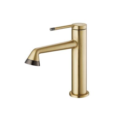China Gold Basin Mixer Faucet Brass Single Lever Lavatory Faucet for sale