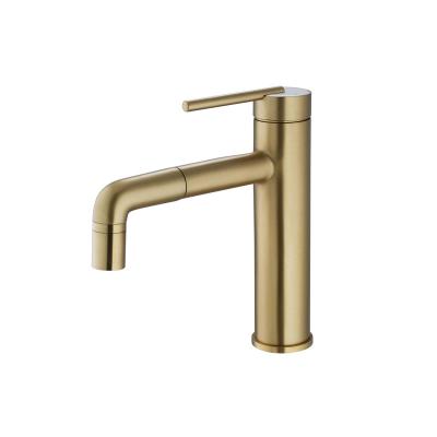 China Gold Brass Single Handle Bathroom Vanity Faucet 209mm Height for sale