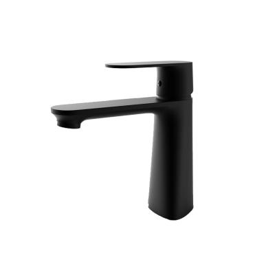 China Black Basin Mixer Faucet Restroom Countertop Sink Faucet Brass for sale