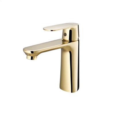 China Gold Basin Mixer Restroom Single Hole Sink Faucets for sale