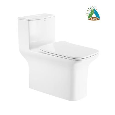 China SASO One Piece Toilets , Siphonic Dual Flush Ceramic Toilet Bowl for sale