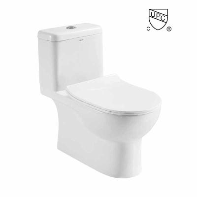 China Sanitary Ware One Piece Toilets , Soft closed Dual Flush Water Closet for sale
