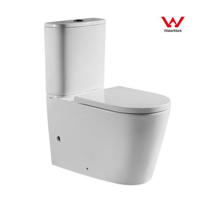 China Watermark Sanitary Ware Two Piece Toilets Skirted 669*384*820mm Soft Closed for sale