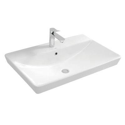 Chine Dessus de table rectangulaire en céramique de carte de travail de lavabo de bassin de vanité de salle de bains avec l'approvisionnement d'usine de bassins de trou à vendre