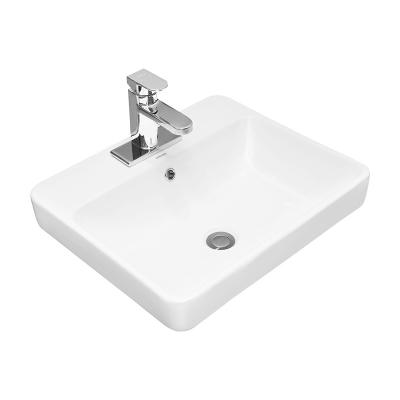 China Bathroom Wash Basin Rectangular Shape Countertop With Holes for sale