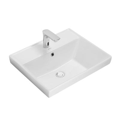 China Ceramic Vanity Countertop Basin With Tap Hole White Glazed Color for sale
