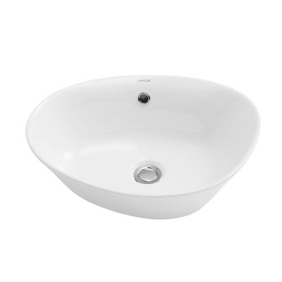 中国 不規則な楕円形の浴室のテーブルの上の洗面器コック無し水切り器無し 販売のため