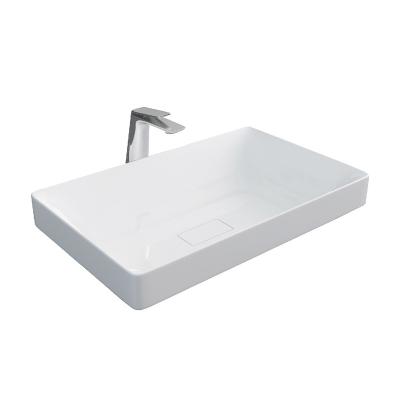 China ARROW AP4303 Counter Top Basin Rectangle White Glazed With Overflow for sale