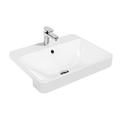 China Ceramic Semi Recessed Wash Basin 586x470x173mm With Overflow for sale