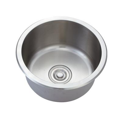 China SUS304 Brushed Steel Undermount Sink Modern Round Single Bowl for sale