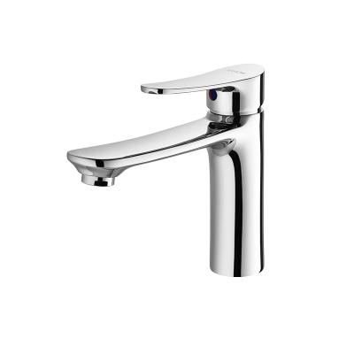 China Brass Chrome Faucet Single Handle Hot Cold Water Tap Mixer Modern Washroom Toilet Basin Faucets for sale