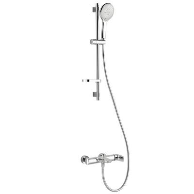 China Bathroom Handshower Slider Bar Wall-mounted Bath Shower Brass Chrome Faucet Set ARROW F2C9028C for sale