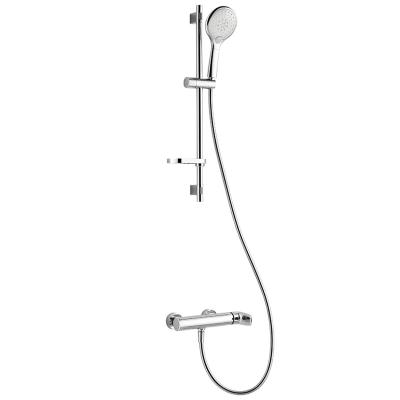 China Chrome Hand Shower Slide Bar 3 Function Wall-mounted Bath Brass Shower Faucet Modern Style for sale