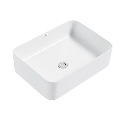 China FP46113 Counter Top Basin , White Glazed Rectangle Washroom Wash Basin for sale