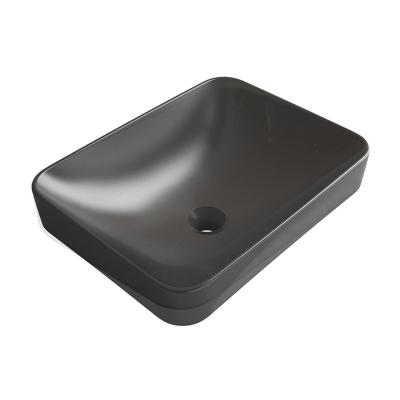 China Countertop Black Ceramic Basins Rectangle Shape for Washroom for sale