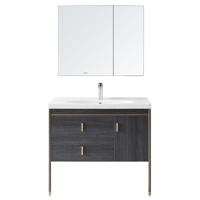 China Multilayer Solid Wood Bathroom Cabinet , ARROW Basin Cabinet With Mirror for sale