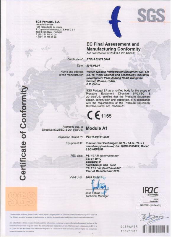 Certificate of Conformity - Wuhan Qiaoxin Refrigeration Equipment CO., LTD