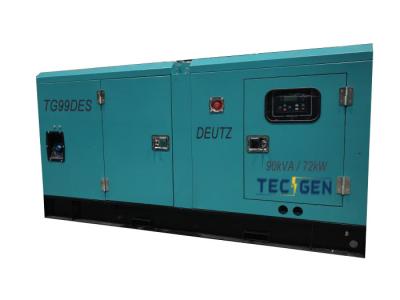 中国 90kva Deutz Soundproof Diesel Generator Set Equipped With Integrated Fuel Tank 販売のため