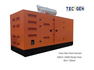 China Soundproof 440kW Standby Yuchai Genset Powered By Diesel Engine For Building Power for sale